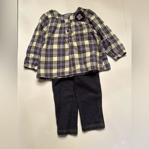 Carters Girls 24 Months Two piece Purple Plaid Top with Jeggings
